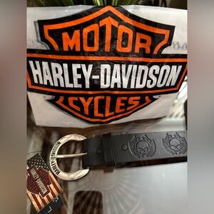 Harley-Davidson Black Belt with Embossed & Silver Skulls